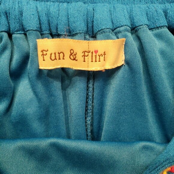 Fun and Flirt Maxi skirt Size Small Medium turquoise embroidered waist trim - Picture 3 of 8